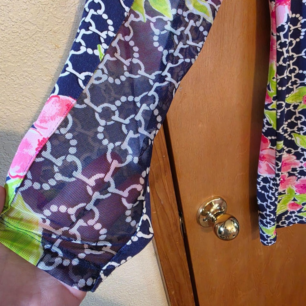 IBKUL Womens XL Golf Tennis Dress IceFil Navy Pink Floral Long Sleeve UPF 50+ - Picture 5 of 5